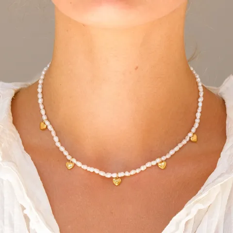 vandfast hjerte halskæde i forgyldt stål - OCEANA