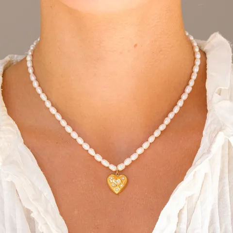 vandfast hjerte halskæde i forgyldt stål - OCEANA