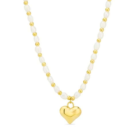 vandfast hjerte halskæde i forgyldt stål - OCEANA