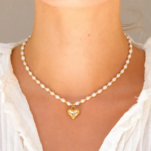 vandfast hjerte halskæde i forgyldt stål - OCEANA