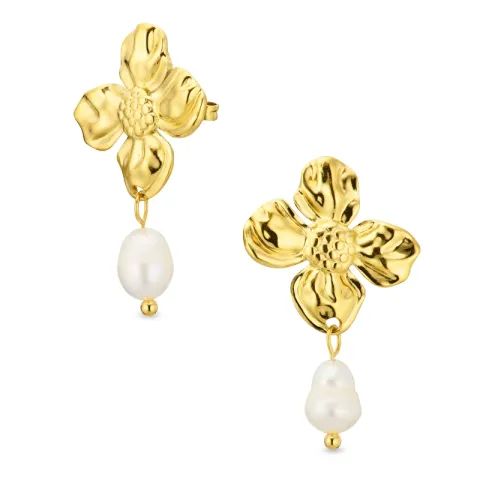 vandfaste blomster øreringe i forgyldt stål - OCEANA