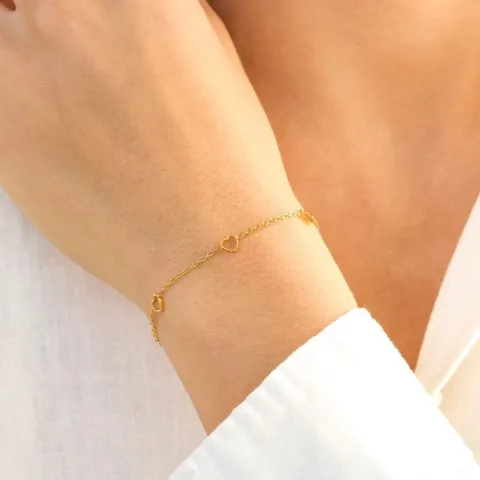 vandfast hjerte armbånd i forgyldt stål - OCEANA