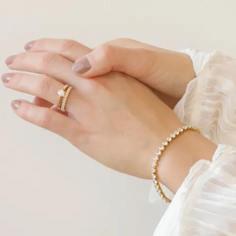 vandfast zirkon armbånd i forgyldt stål - OCEANA