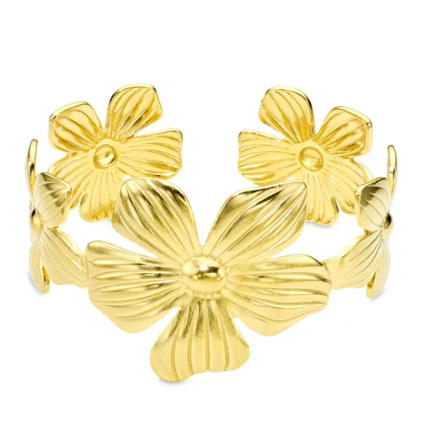 vandfast blomster armbånd i forgyldt stål - OCEANA