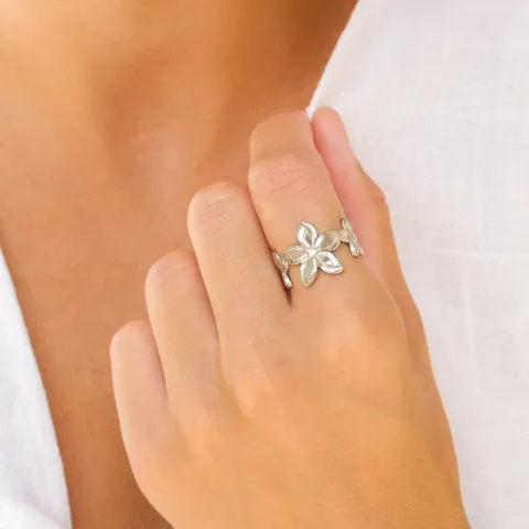 vandfast blomster ring i stål - OCEANA