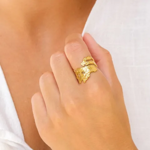 vandfast ring i forgyldt stål - OCEANA