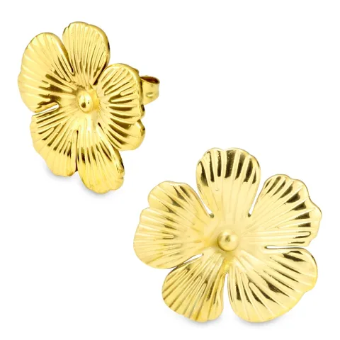 vandfaste blomster øreringe i forgyldt stål - OCEANA