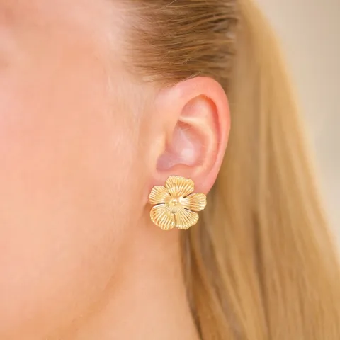 vandfaste blomster øreringe i forgyldt stål - OCEANA