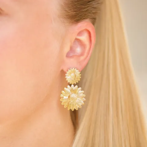 vandfaste blomster øreringe i forgyldt stål - OCEANA