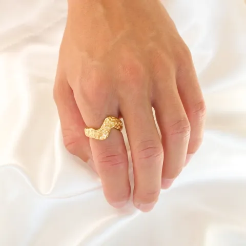 vandfast ring i forgyldt stål - OCEANA