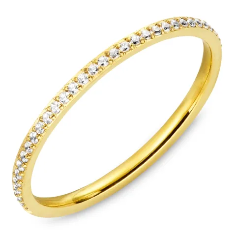 vandfast zirkon ring i forgyldt stål - OCEANA