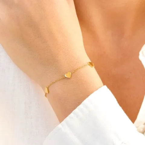 vandfast hjerte armbånd i forgyldt stål - OCEANA