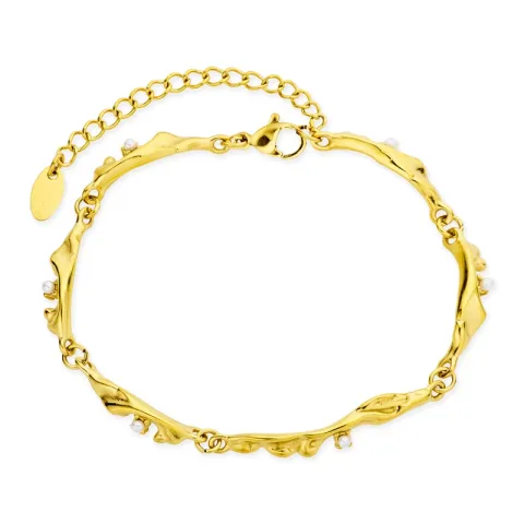 vandfast perle armbånd i forgyldt stål - OCEANA