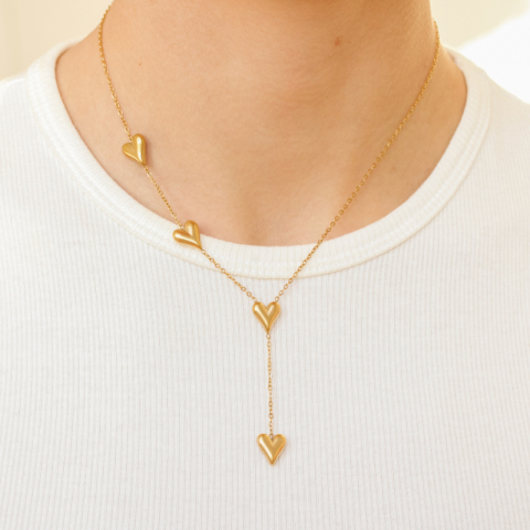 vandfast hjerte halskæde i forgyldt stål - OCEANA