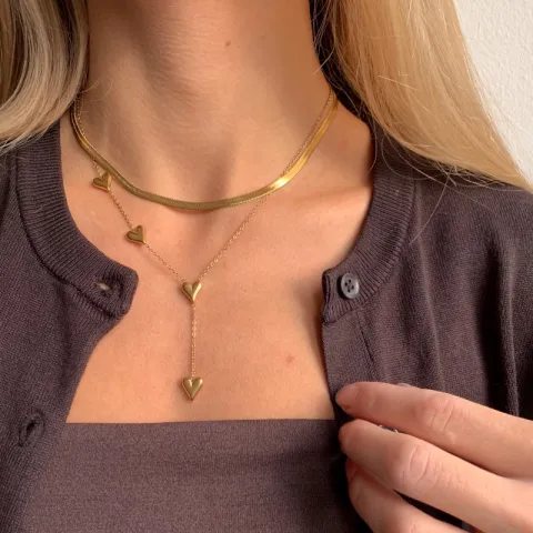 vandfast hjerte halskæde i forgyldt stål - OCEANA