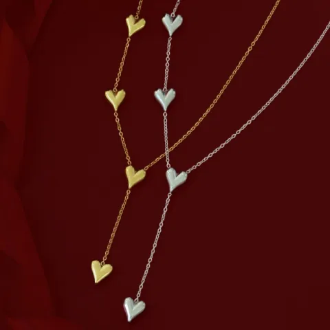 vandfast hjerte halskæde i forgyldt stål - OCEANA