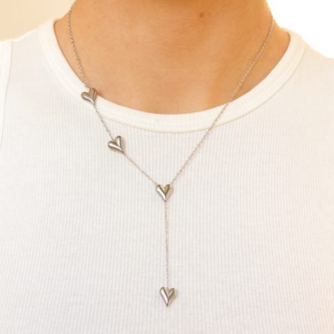 vandfast hjerte halskæde i stål - OCEANA