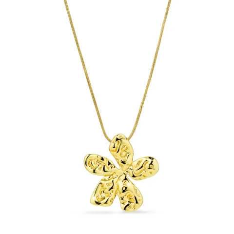 vandfast blomster halskæde i forgyldt stål - OCEANA