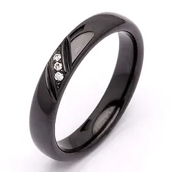 Vielsesring i sort stål 0,045 ct