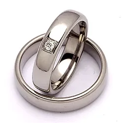 Vielsesringe i titanium 0,05 ct