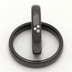 Vielsesringe i sort stål 0,030 ct