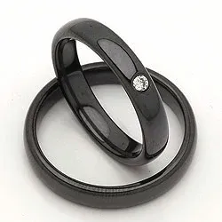 Vielsesringe i sort stål 0,050 ct