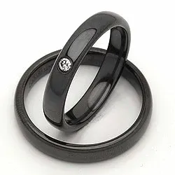 Vielsesringe i sort stål 0,050 ct