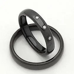 Vielsesringe i sort stål 0,024 ct