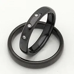 Vielsesringe i sort stål 0,024 ct