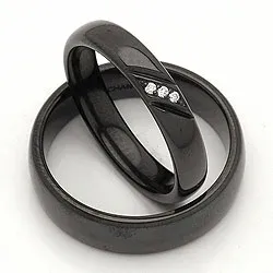 Vielsesringe i sort stål 0,045 ct