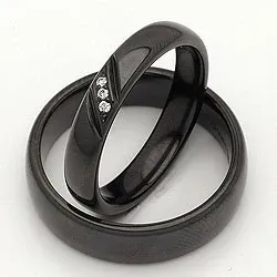 Vielsesringe i sort stål 0,045 ct