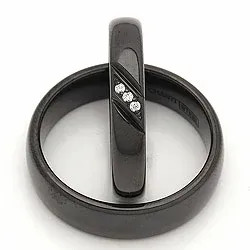 Vielsesringe i sort stål 0,045 ct