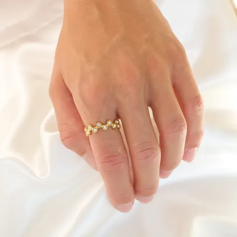 vandfast zirkon justerbar ring i forgyldt stål - OCEANA