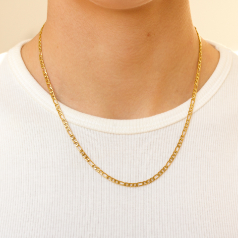 vandfast Figarohalskæde i forgyldt stål 45 cm x 3 mm  - OCEANA