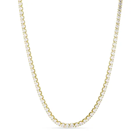 vandfast zirkon halskæde i forgyldt stål 40+5 cm x 3 mm  - OCEANA