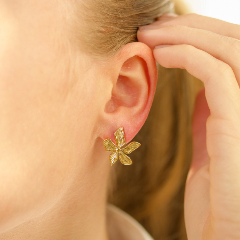 vandfaste blomster øreringe i forgyldt stål - OCEANA