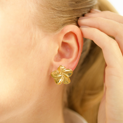 vandfaste blomster øreringe i forgyldt stål - OCEANA