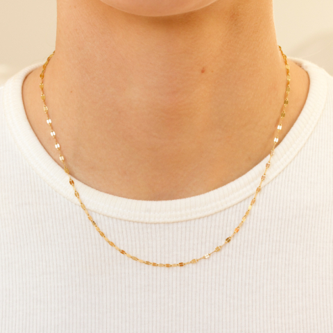 vandfast halskæde i forgyldt stål 40+5 cm x 2 mm  - OCEANA