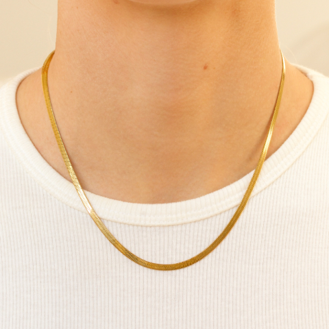 vandfast slangehalskæde i forgyldt stål 40+5 cm x 3 mm  - OCEANA