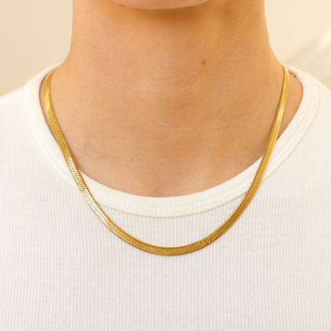 vandfast slangehalskæde i forgyldt stål 40+5 cm x 5 mm  - OCEANA