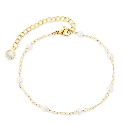 vandfast perle armbånd i forgyldt stål - OCEANA