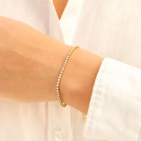 vandfast zirkon armbånd i forgyldt stål - OCEANA