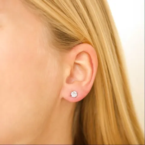 5 mm vandfaste solitaireørestikker i forgyldt stål - OCEANA