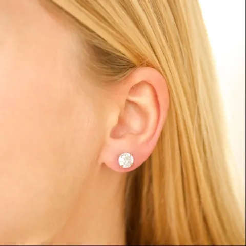 7 mm vandfaste zirkon solitaireørestikker i forgyldt stål - OCEANA