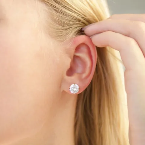 8 mm vandfaste solitaireørestikker i forgyldt stål - OCEANA