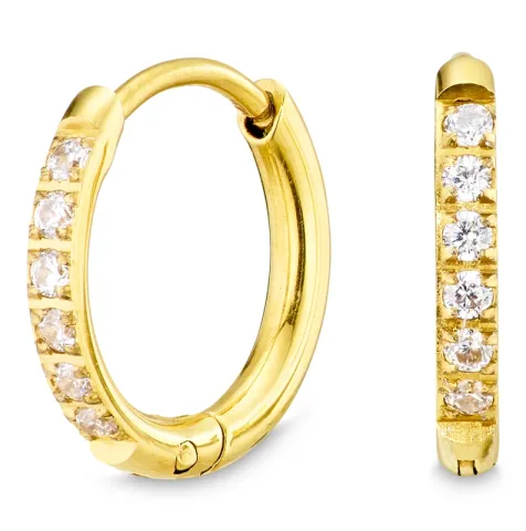 11 mm vandfaste zirkon creoler i forgyldt stål - OCEANA