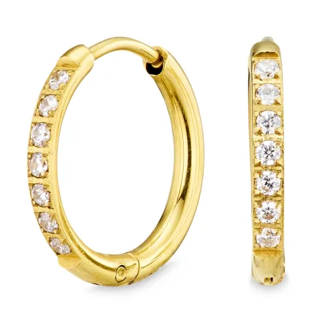 13 mm vandfaste zirkon creoler i forgyldt stål - OCEANA