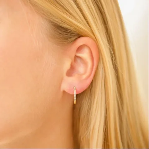 15 mm vandfaste zirkon creoler i forgyldt stål - OCEANA