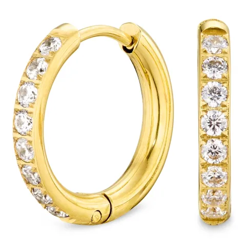 17 mm vandfaste zirkon creoler i forgyldt stål - OCEANA