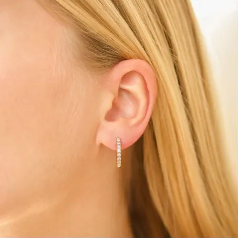 17 mm vandfaste zirkon creoler i forgyldt stål - OCEANA